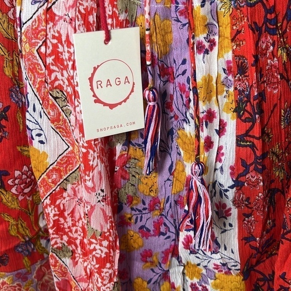 RAGA for Anthropologie Beautiful Escape Boho Skirted Tie Back Patchwork Romper - Picture 7 of 9